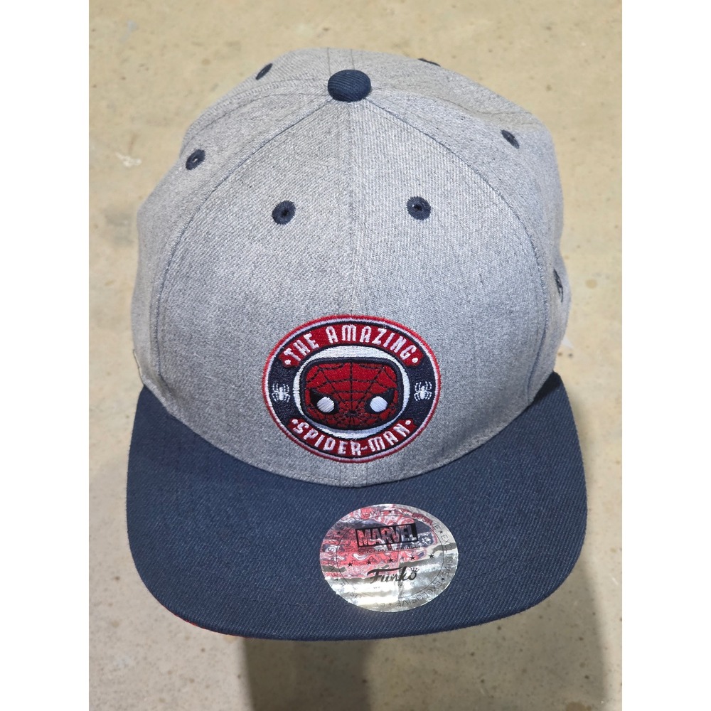Marvel Funko Pop The Amazing Spider-Man Snapback Hat Grey Navy Blue New